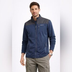 Orvis Blue Full Zip Jacket Men’s Large Performance Outdoor Layer Gorp Core